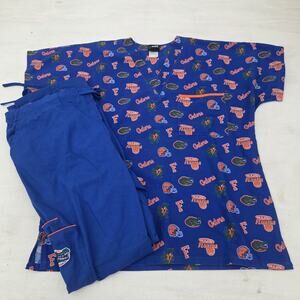 Florida Gators Men's Scrub Dudz Set Top M Bottoms L NCAA Logo Blue
